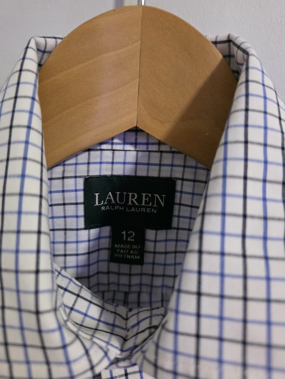 Lauren Ralph Lauren Kids Button-Up Shirt Blue Check Dress Shirt Size 12 - Picture 13 of 16